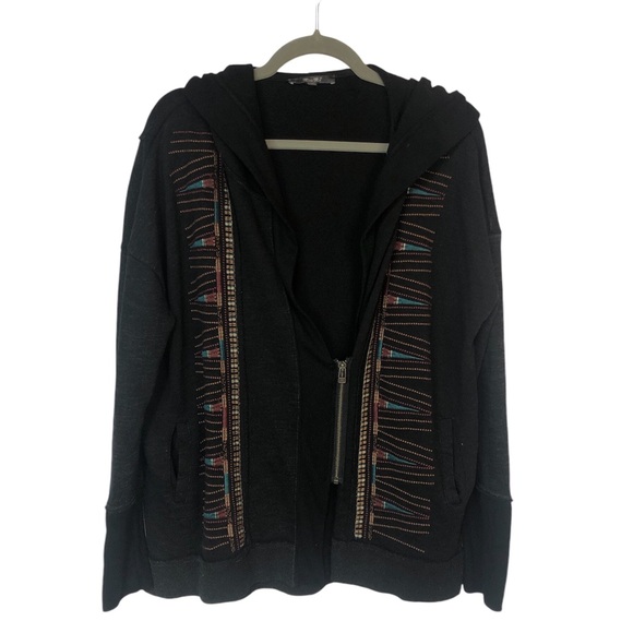 Miss Me Jackets & Blazers - Miss Me Casual Front Zip Hoodie Jacket Bright Embroidered Accents Short Zipper